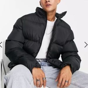 Black Cropped Puffer Jacket